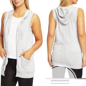 Yogalicious Women's Heather Gray Long Hooded Vest Size Small